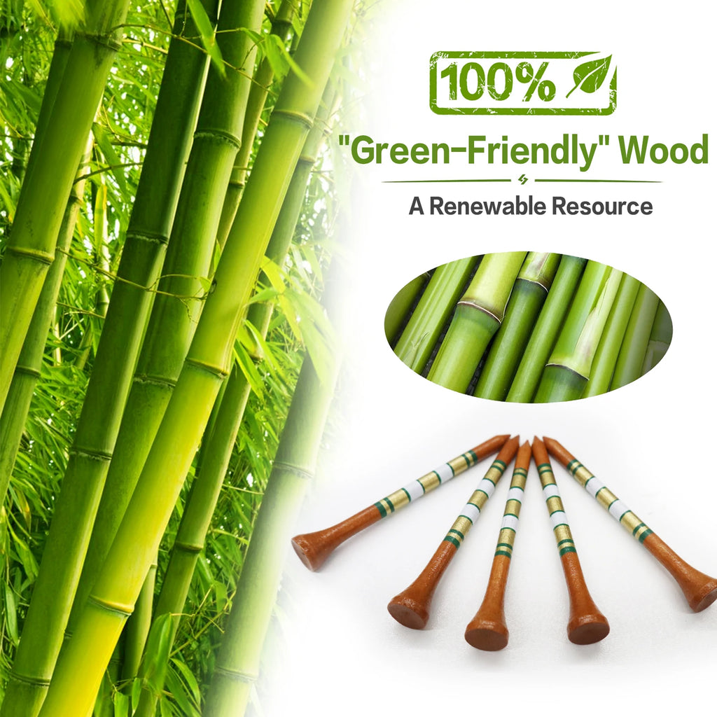 50 Pack Bamboo Golf Tees – 3.25" & 2.75" Durable Practice Tees