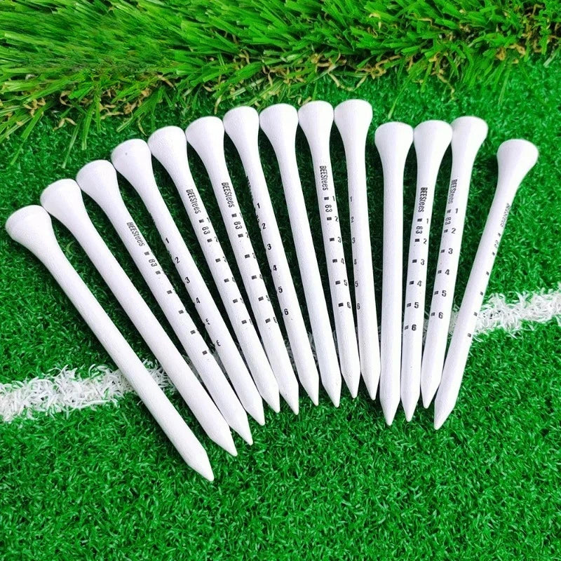 50 Pack Wooden Golf Tees – Durable Practice Tees with Stabilizer Design