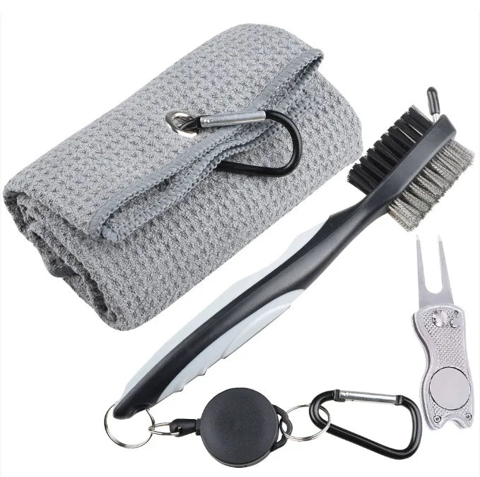 Golf Cleaning Kit Includes 40x60CM Towel Golf Club Brush and Golf Divot Repair Tool