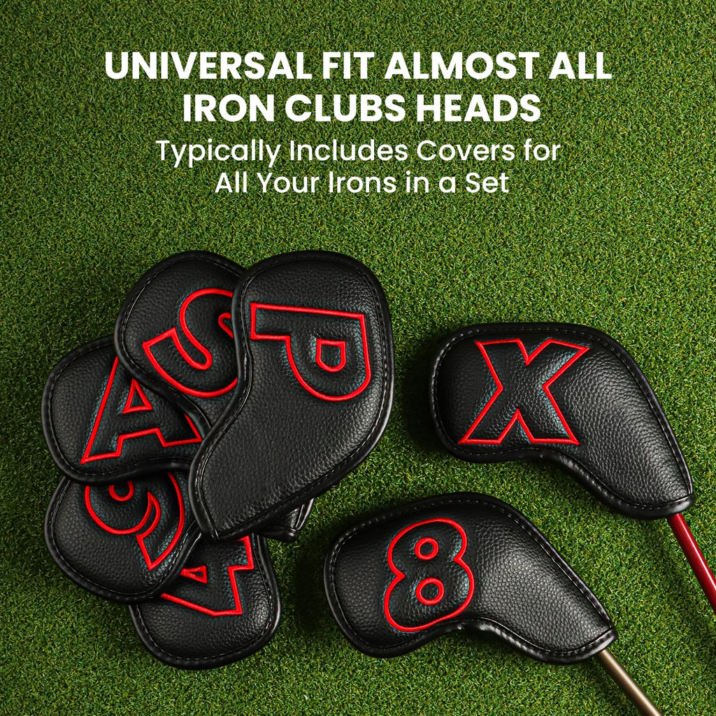 10-Pack Golf Iron Covers – Magnetic Closure, Premium Synthetic Leather