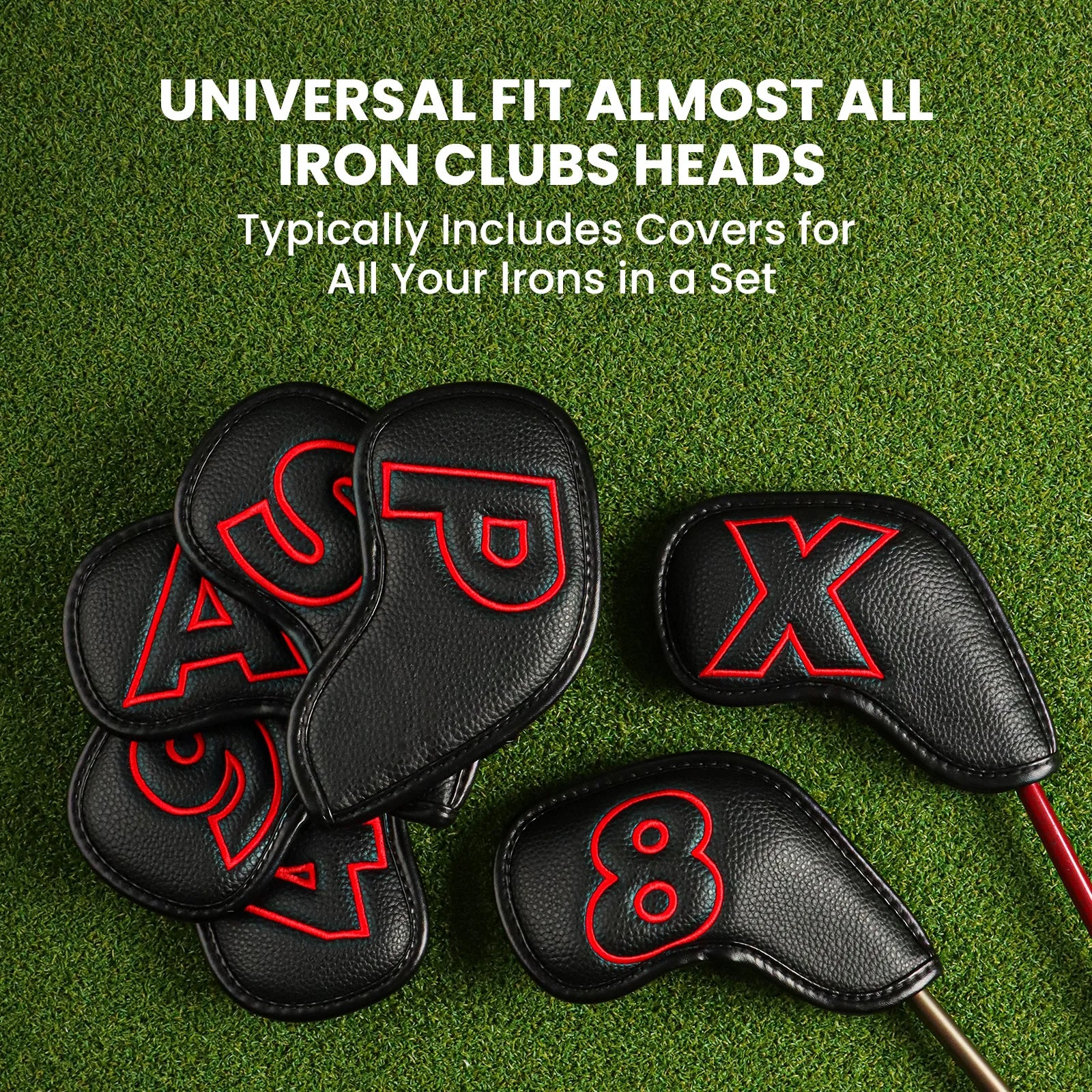 10-Pack Golf Iron Covers – Magnetic Closure, Premium Synthetic Leather