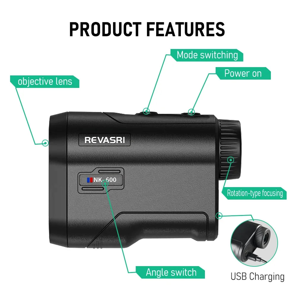 REVASRI 600M Golf Laser Rangefinder with Slope Compensation & Flag Lock