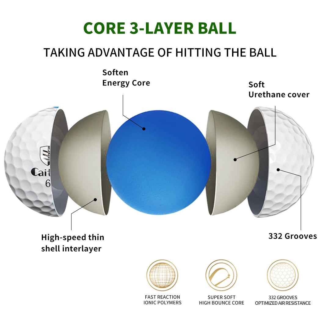 Caiton 50 Pack 3-Layer Golf Balls – Advanced Spin & Distance Control