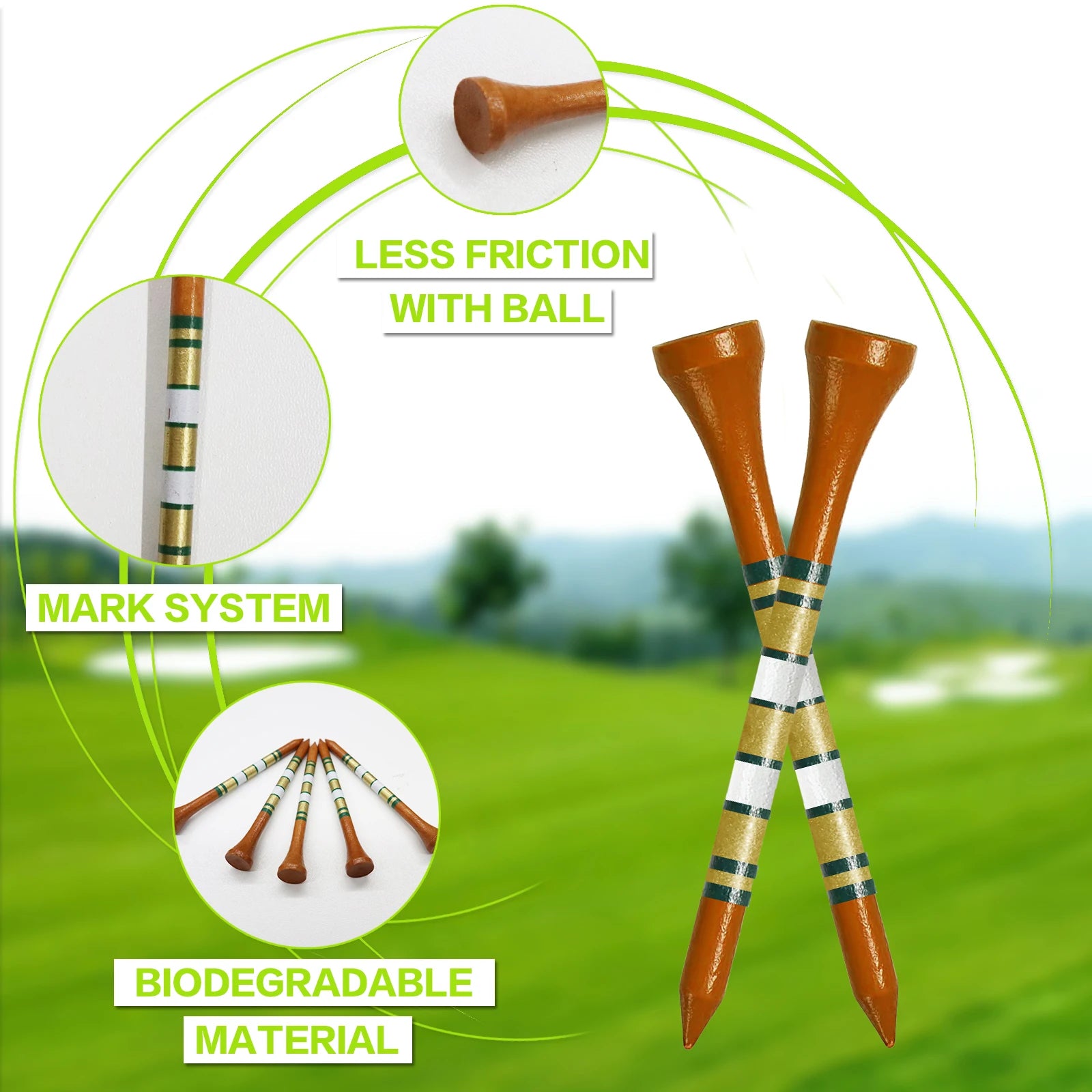 50 Pack Bamboo Golf Tees – 3.25" & 2.75" Durable Practice Tees